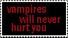 black and red vampires will never hurt you stamp