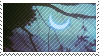 cloudy night sky with a cresent moon