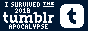 blue stamp with tumblr logo that says I survived the tumblr apocalypse